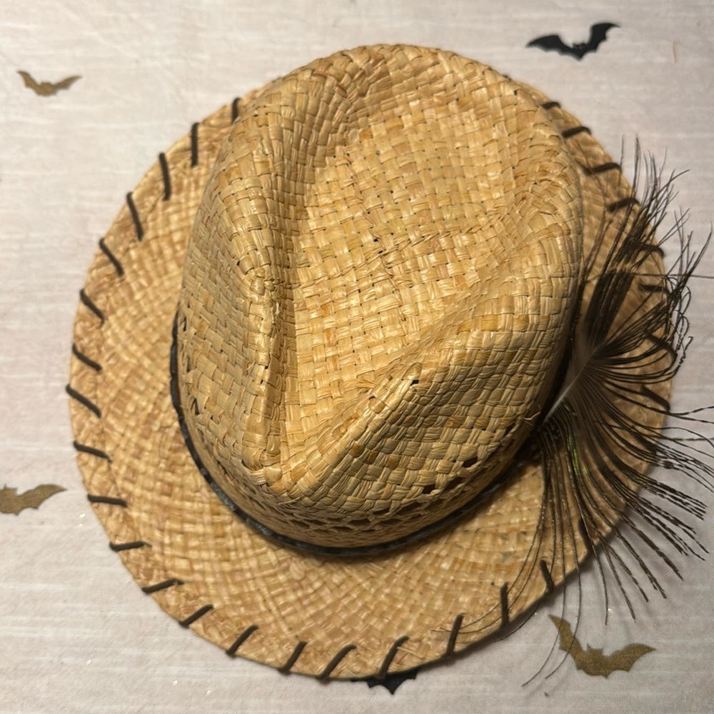 Charlie Horse straw hat, with Feather